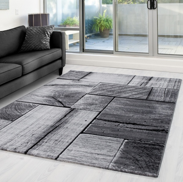 Modern 160x230 Grey Rugs for Living Room I Rustic Grey Area Rug for Hallway, Office